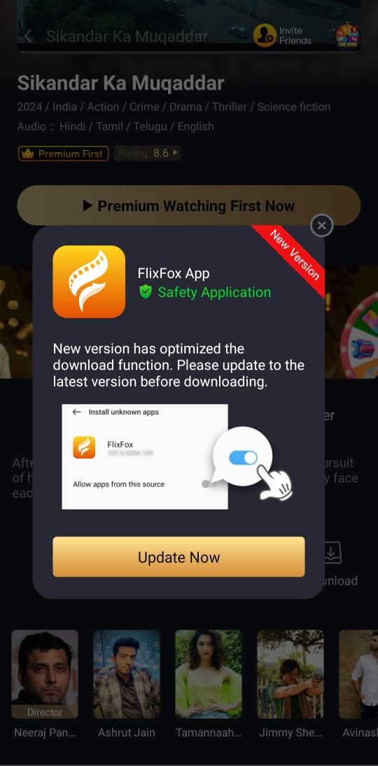 FlixFox Application Update Option